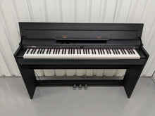 Load image into Gallery viewer, Roland DP990F digital slim line space saving piano in satin black stock # 23060