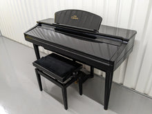 Load image into Gallery viewer, Yamaha Clavinova CVP-109PE Digital Piano and stool in glossy polished black stock # 23090