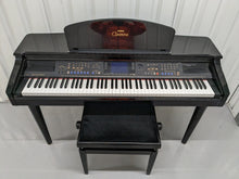 Load image into Gallery viewer, Yamaha Clavinova CVP-109PE Digital Piano and stool in glossy polished black stock # 23090
