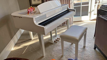 Load image into Gallery viewer, Yamaha Clavinova CLP-465GP in polished glossy white + stool. stock number 22080
