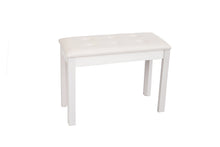 Load image into Gallery viewer, Extra wide piano stool in glossy white colour with storage for music