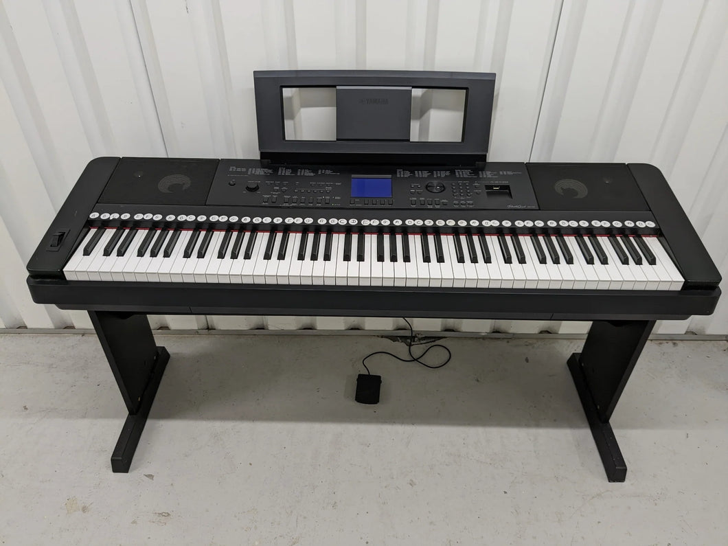 Yamaha DGX-660 black portable grand piano keyboard and stand stock #24011