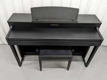 Load image into Gallery viewer, Yamaha Clavinova CLP-440 Digital Piano and stool in satin black stock no 23189
