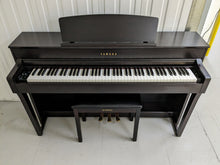 Load image into Gallery viewer, Yamaha Clavinova CLP-645 digital piano and stool in dark rosewood stock # 23237
