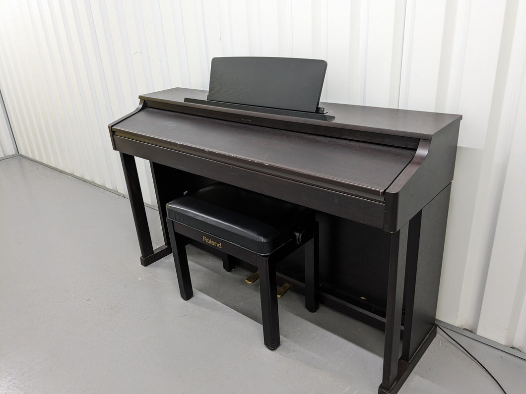 Roland HP203 digital piano and stool in dark rosewood finish stock number 24073 ex-school piano