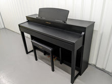 Load image into Gallery viewer, Yamaha Clavinova CLP-440 Digital Piano and stool in satin black stock no 24166
