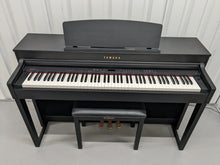 Load image into Gallery viewer, Yamaha Clavinova CLP-440 Digital Piano and stool in satin black stock no 24166
