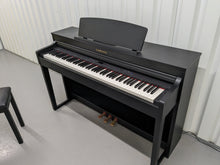 Load image into Gallery viewer, Yamaha Clavinova CLP-440 Digital Piano and stool in satin black stock no 24166
