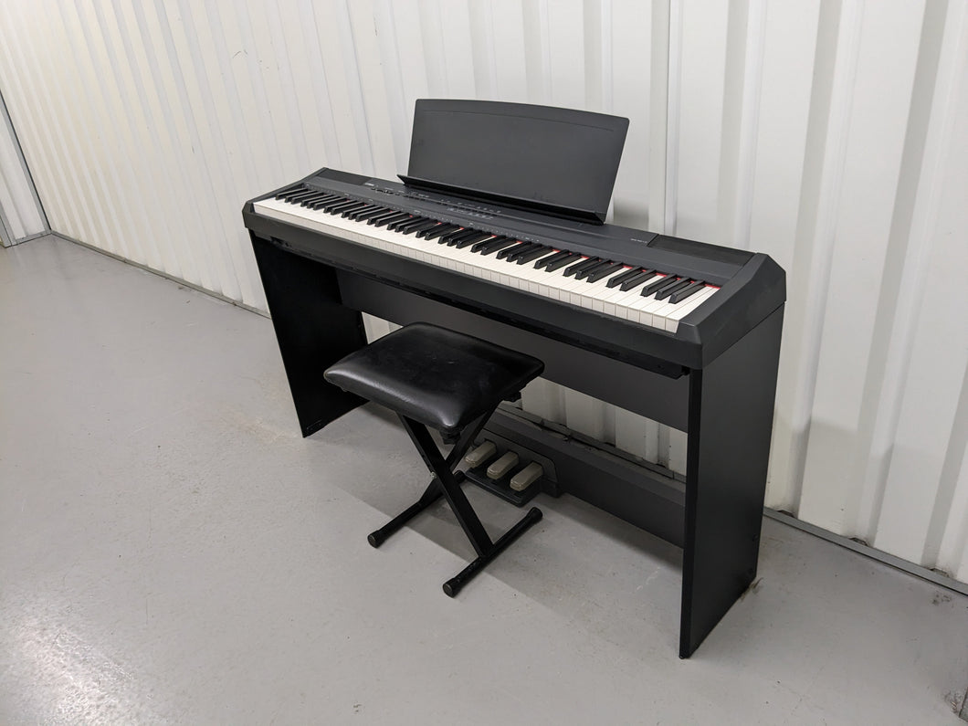 Yamaha P-105 digital portable piano and fixed stand 3 pedals black stock #24214