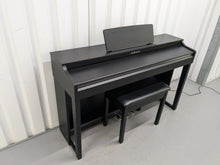 Load image into Gallery viewer, Yamaha clavinova CLP-525 digital piano and stool in satin black stock # 24304
