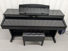 Load image into Gallery viewer, Roland HP-3e Digital Piano and stool in glossy black polished ebony Stock #24307
