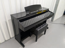 Load image into Gallery viewer, Roland HP-3e Digital Piano and stool in glossy black polished ebony Stock #24307
