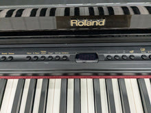 Load image into Gallery viewer, Roland HP-3e Digital Piano and stool in glossy black polished ebony Stock #24307
