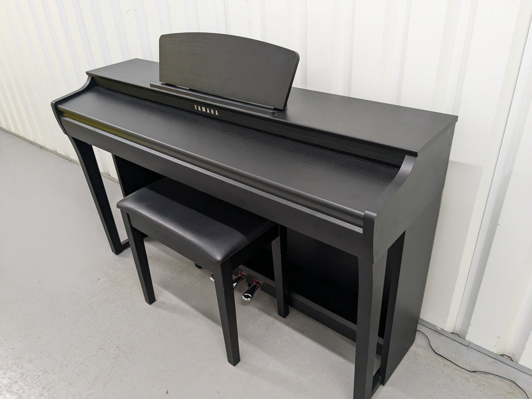 Yamaha clavinova CLP-725 digital piano and stool in satin black stock #25010