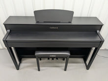 Load image into Gallery viewer, Yamaha Clavinova CLP-535 digital piano and stool in satin black stock # 24444
