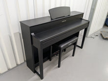 Load image into Gallery viewer, Yamaha Clavinova CLP-535 digital piano and stool in satin black stock # 24444
