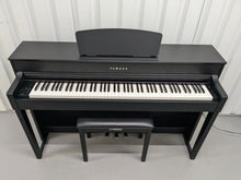 Load image into Gallery viewer, Yamaha Clavinova CLP-535 digital piano and stool in satin black stock # 24444
