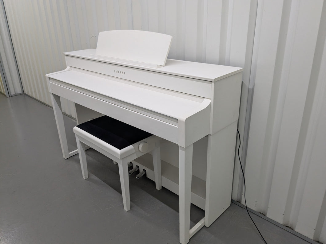 Yamaha Clavinova CLP-575 in satin white finish+ stool stock # 24562