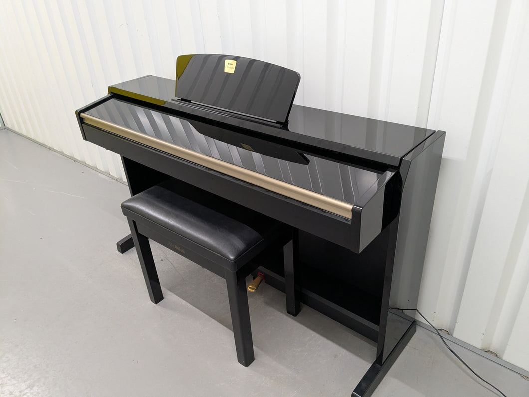 Yamaha Clavinova CLP-220PE Digital Piano and stool in glossy black stock # 25029