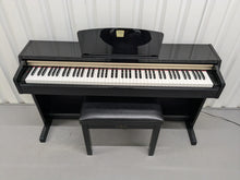 Load image into Gallery viewer, Yamaha Clavinova CLP-220PE Digital Piano and stool in glossy black stock # 25029
