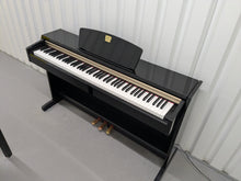 Load image into Gallery viewer, Yamaha Clavinova CLP-220PE Digital Piano and stool in glossy black stock # 25029
