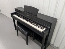 Load image into Gallery viewer, Yamaha Clavinova CLP-635  Digital Piano and stool in satin black stock #25271
