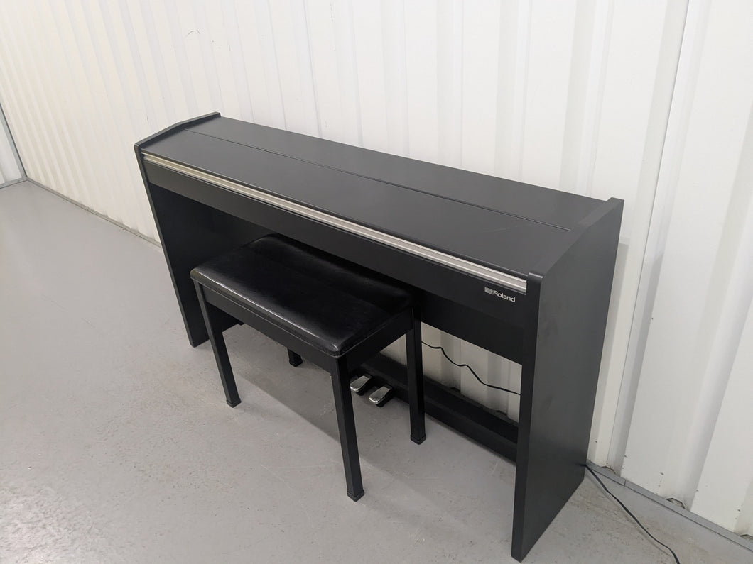 Roland F140R Digital Piano in satin black slim line space saver stock # 25303