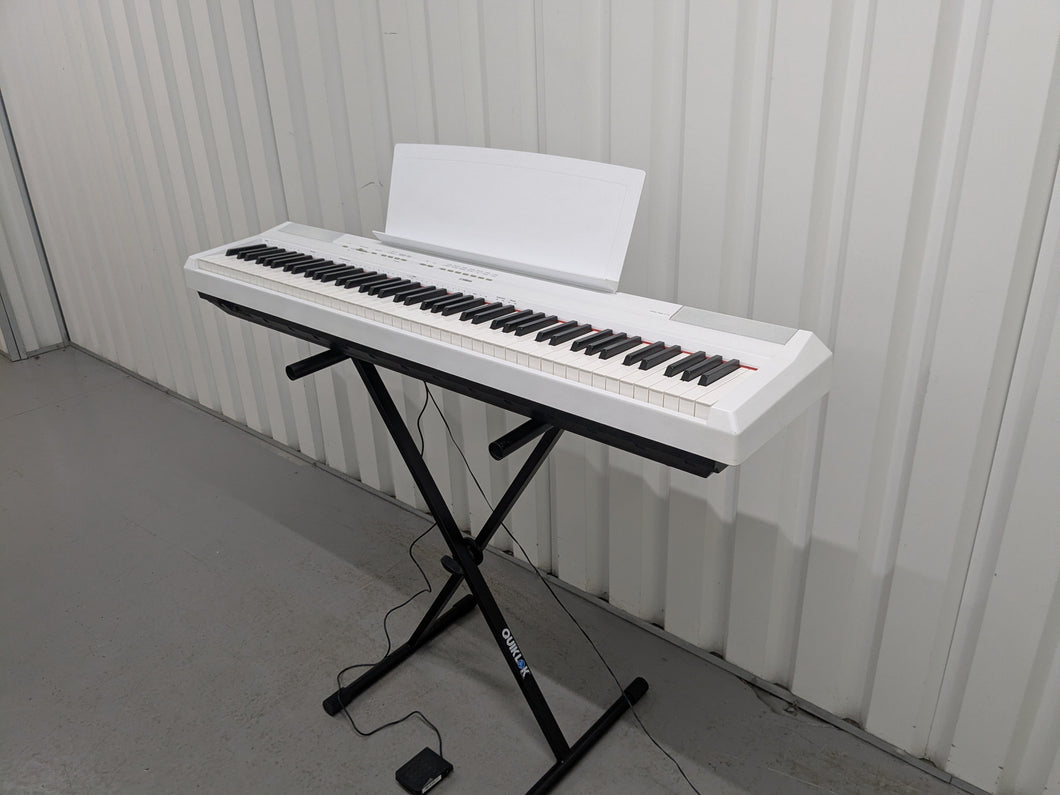Yamaha P-115 digital portable piano with collapsible stand and pedal white stock #25325