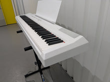 Load image into Gallery viewer, Yamaha P-115 digital portable piano with collapsible stand and pedal white stock #25325
