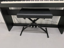 Load image into Gallery viewer, Roland F130R compact slim size Digital Piano and stool in black  stock # 25413
