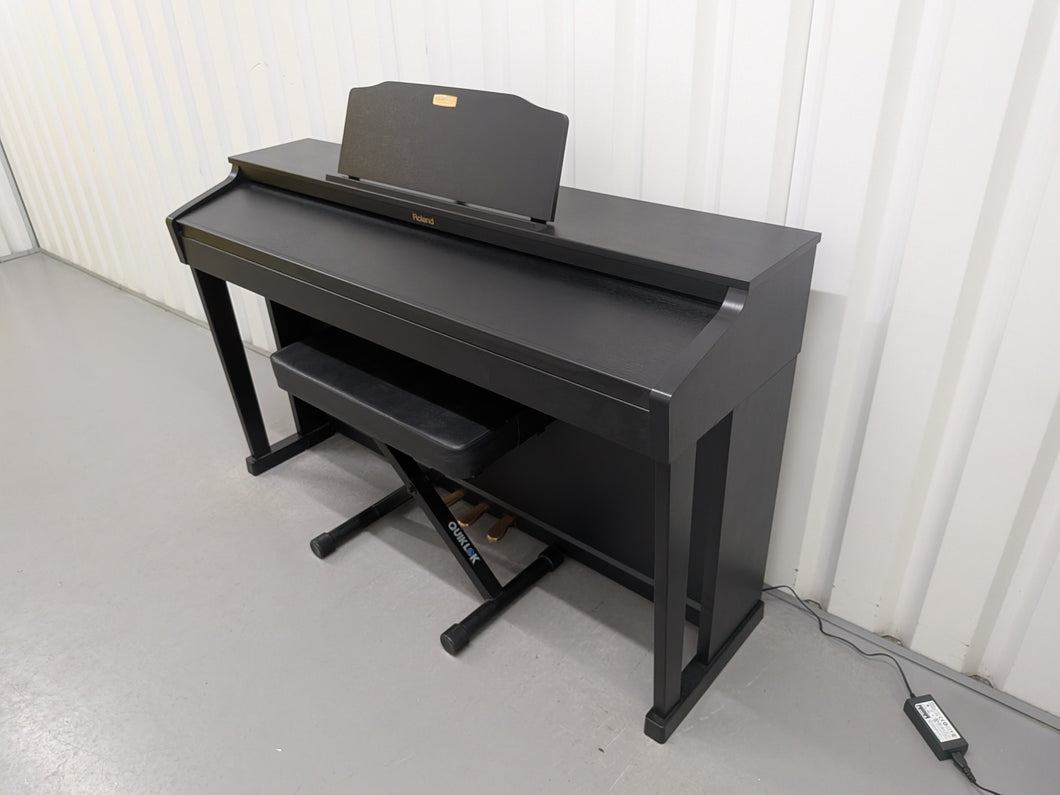 Roland HP504 digital piano and stool in satin black finish stock number 25436