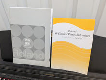 Load image into Gallery viewer, Roland HP504 digital piano and stool in satin black finish stock number 25436
