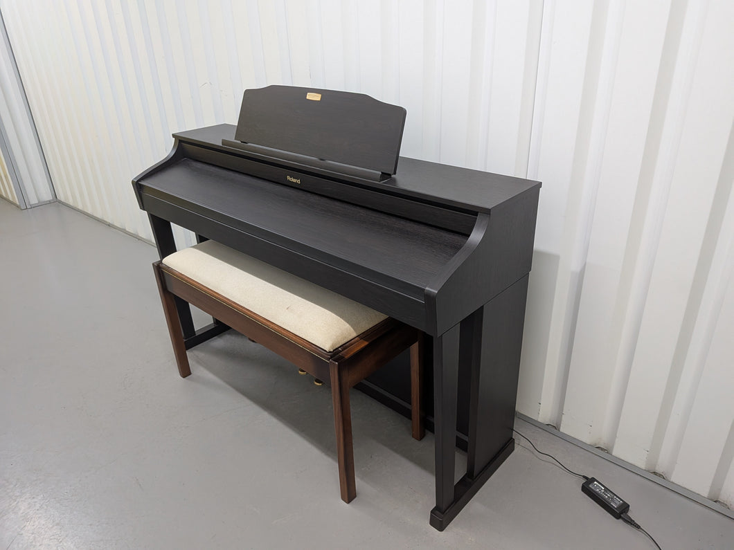 Roland HP506 Digital Piano in rosewood wooden action keys + stool Stock #25462
