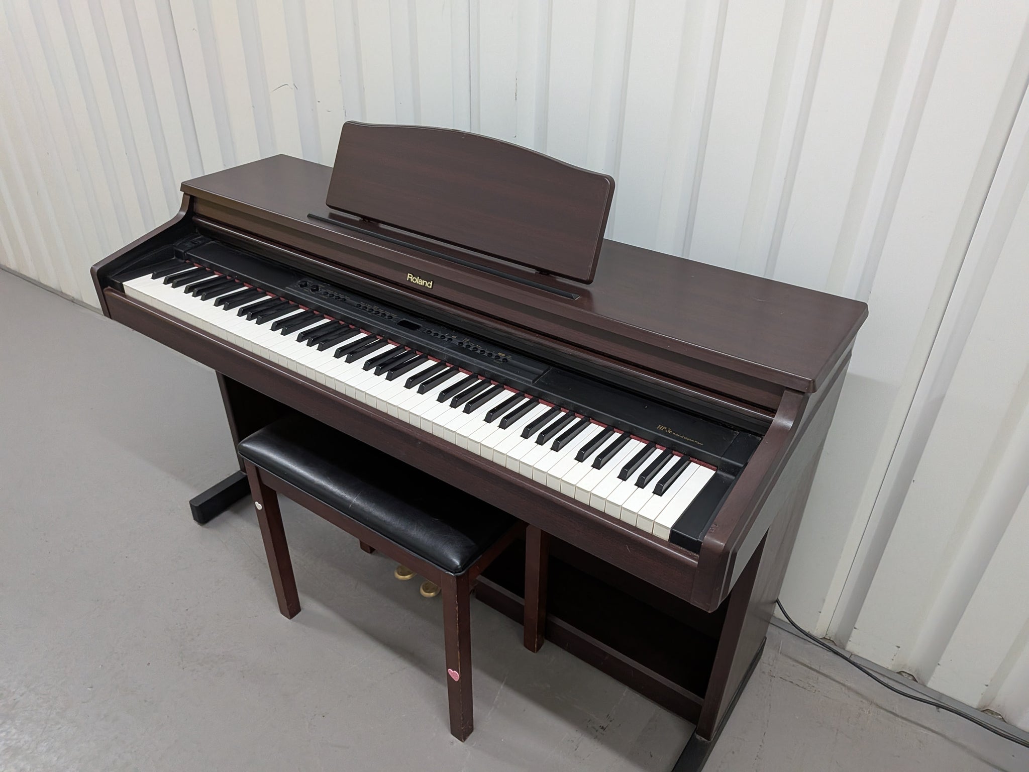 Roland HP-3E Digital Piano and stool in dark mahogany Stock nr 