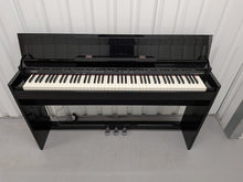 Load image into Gallery viewer, Roland DP-990r digital slim line space saving piano in polished ebony black stock # 25516
