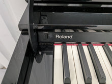 Load image into Gallery viewer, Roland DP-990r digital slim line space saving piano in polished ebony black stock # 25516
