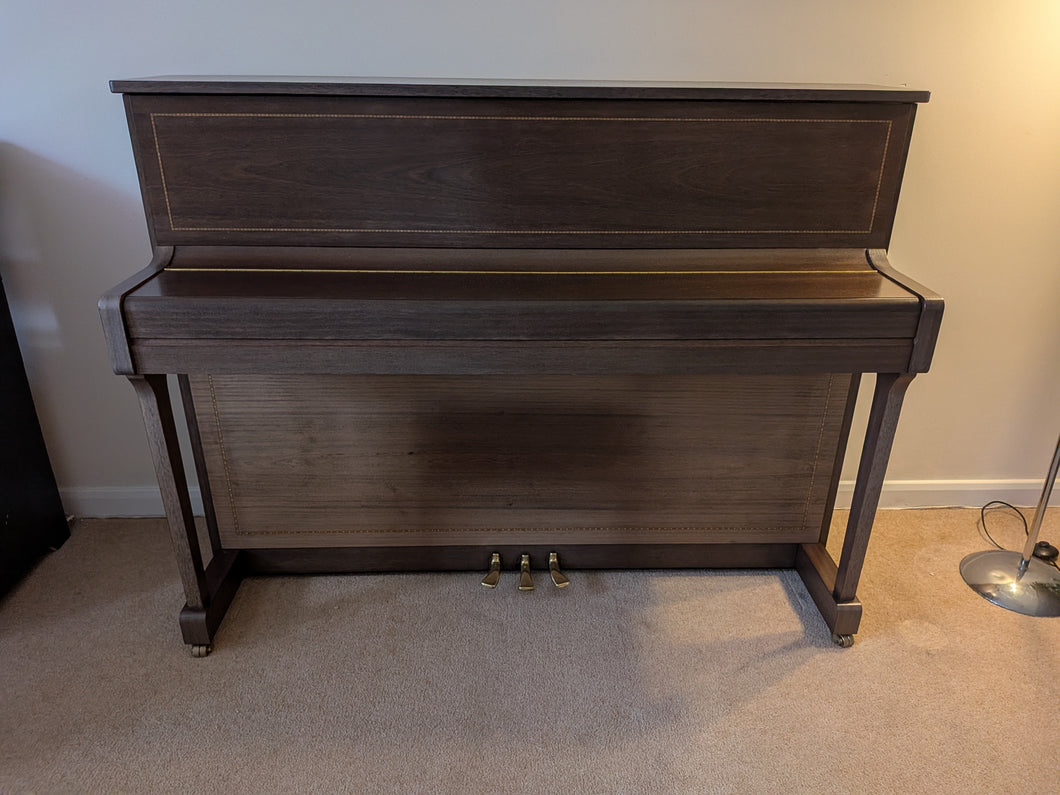 Kemble Oxford 12 Upright Piano and Stool in Polished Walnut with marquetry inlay 2007
