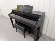 Load image into Gallery viewer, Roland HP508 digital piano and stool in polished glossy black stock number 26096
