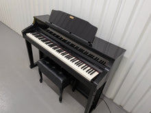 Load image into Gallery viewer, Roland HP508 digital piano and stool in polished glossy black stock number 26096

