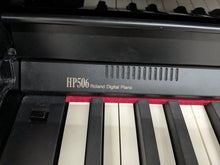 Load image into Gallery viewer, Roland HP506 Digital Piano glossy black wooden action keys + stool Stock nr 26124
