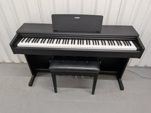 Load image into Gallery viewer, Yamaha Arius YDP-144 digital piano and stool in satin black stock #26247
