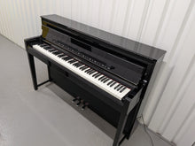 Load image into Gallery viewer, Yamaha Clavinova CLP-585 digital piano and stool in glossy black  stock #26255
