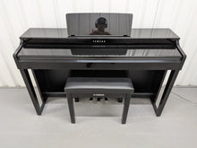 Load image into Gallery viewer, Yamaha Clavinova CLP-525PE digital piano and stool in glossy black ebony stock # 26295
