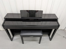 Load image into Gallery viewer, Yamaha Clavinova CLP-525PE digital piano and stool in glossy black ebony stock # 26295
