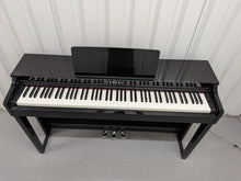 Load image into Gallery viewer, Yamaha Clavinova CLP-525PE digital piano and stool in glossy black ebony stock # 26295
