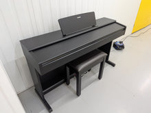 Load image into Gallery viewer, Yamaha Arius YDP-144 digital piano and stool in satin black stock #26303
