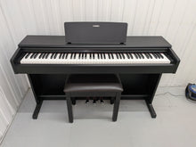 Load image into Gallery viewer, Yamaha Arius YDP-144 digital piano and stool in satin black stock #26303
