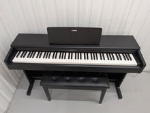 Load image into Gallery viewer, Yamaha Arius YDP-144 digital piano and stool in satin black stock #26286
