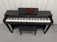 Load image into Gallery viewer, Yamaha Clavinova CLP-525PE digital piano and stool in glossy black ebony stock # 26298
