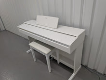 Load image into Gallery viewer, Yamaha Arius YDP-145 digital piano and stool in satin white finish stock nr 26400
